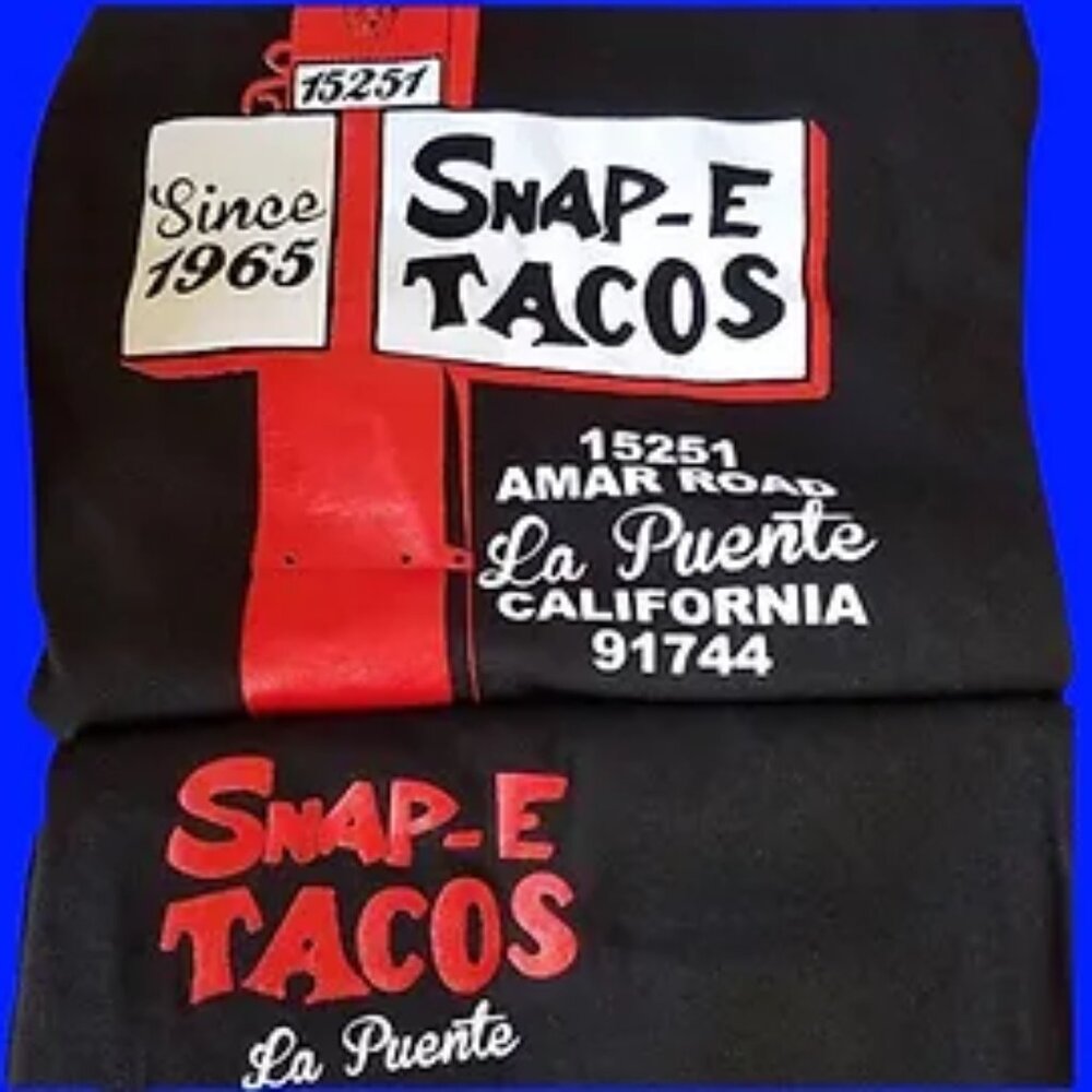 Authentic Unisex Snap-E Tacos La Puente Black T-Shirt